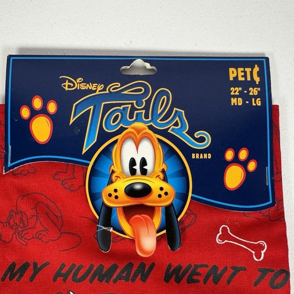 NOS Disney Tails Bandana Pluto Disney World Parks Exclusive Pet Souvenir M-L